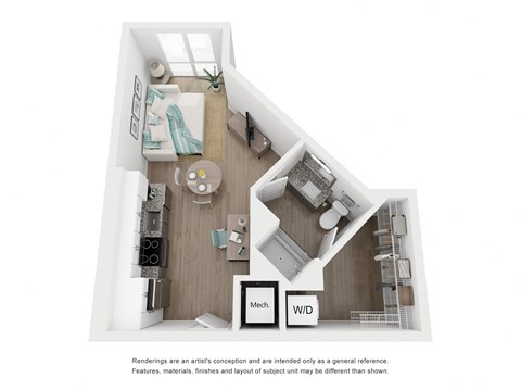 Floor plan for studio, 1 bath, 440 sqft